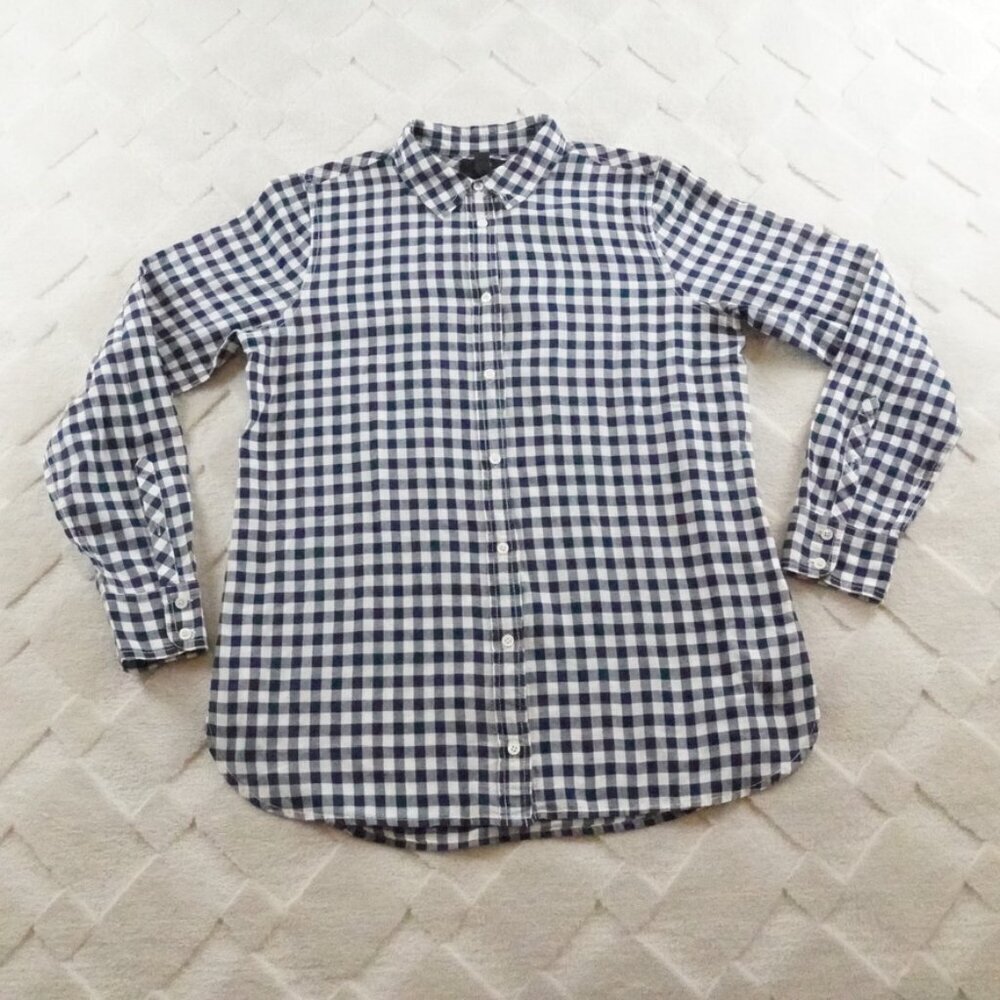 J. Crew Navy and White Checkered Button Down Shirt